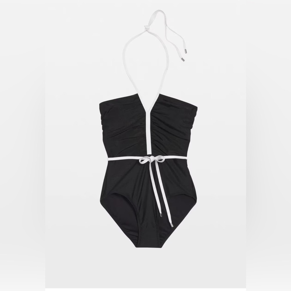 WHBM Retro Ruched One Piece Halter Swimsuit - Picture 5 of 6